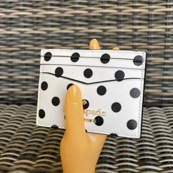 Kate Spade Staci Small Slim Cardholder Dot Printed Cream Multi - Picture 1 of 16